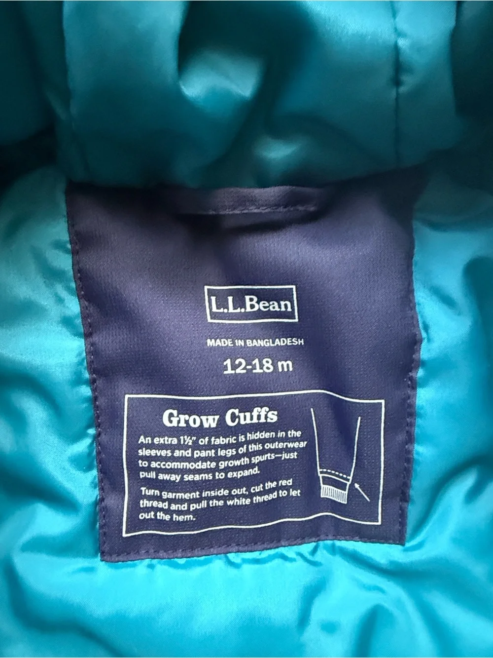 LL Bean Toddler One-Piece Snowsuit in Teal and Navy, Size 12-18 Months